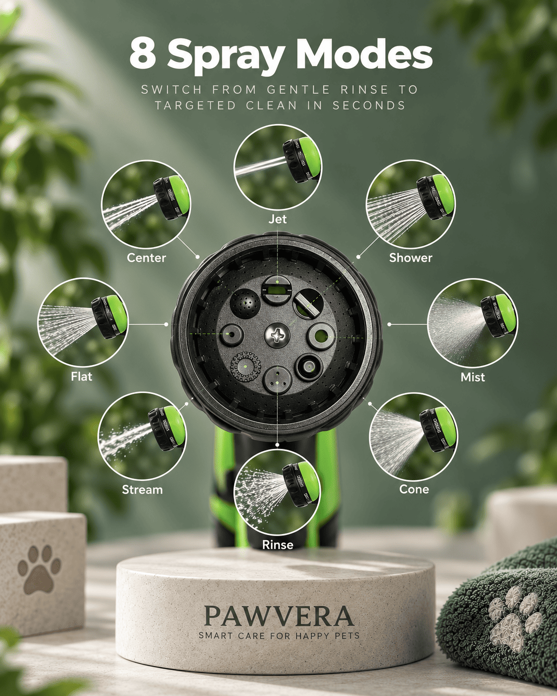 Pawvera WashJet™ | 8-in-1 Dog Bathing & Shampoo Sprayer