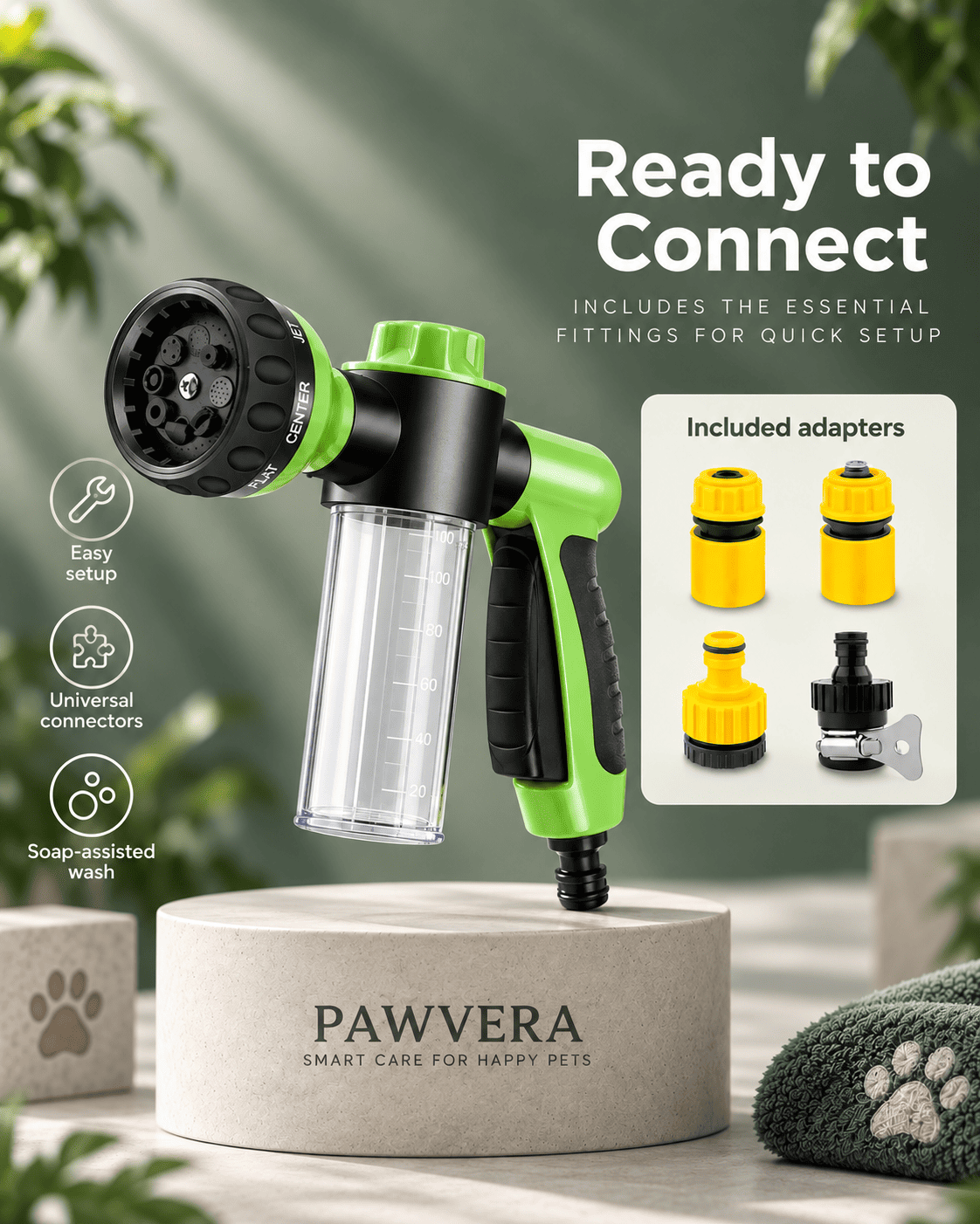 Pawvera WashJet™ | 8-in-1 Dog Bathing & Shampoo Sprayer